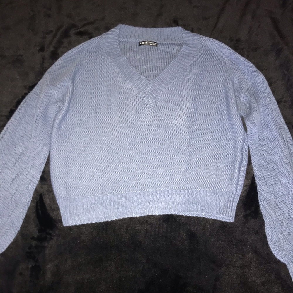 Cropped light blue shein sweater
